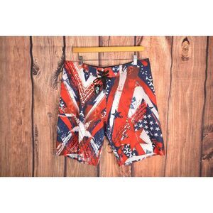 SA Co Trunks Men's 34 Board Shorts Gym‎ Flag Pocket 9" inseam 4th of July